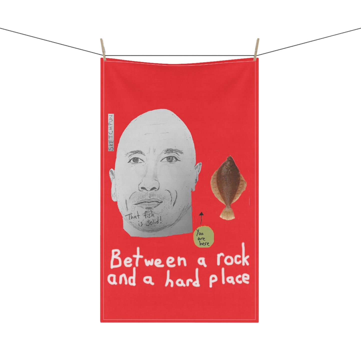 Between a rock and a hard place Kitchen Towel