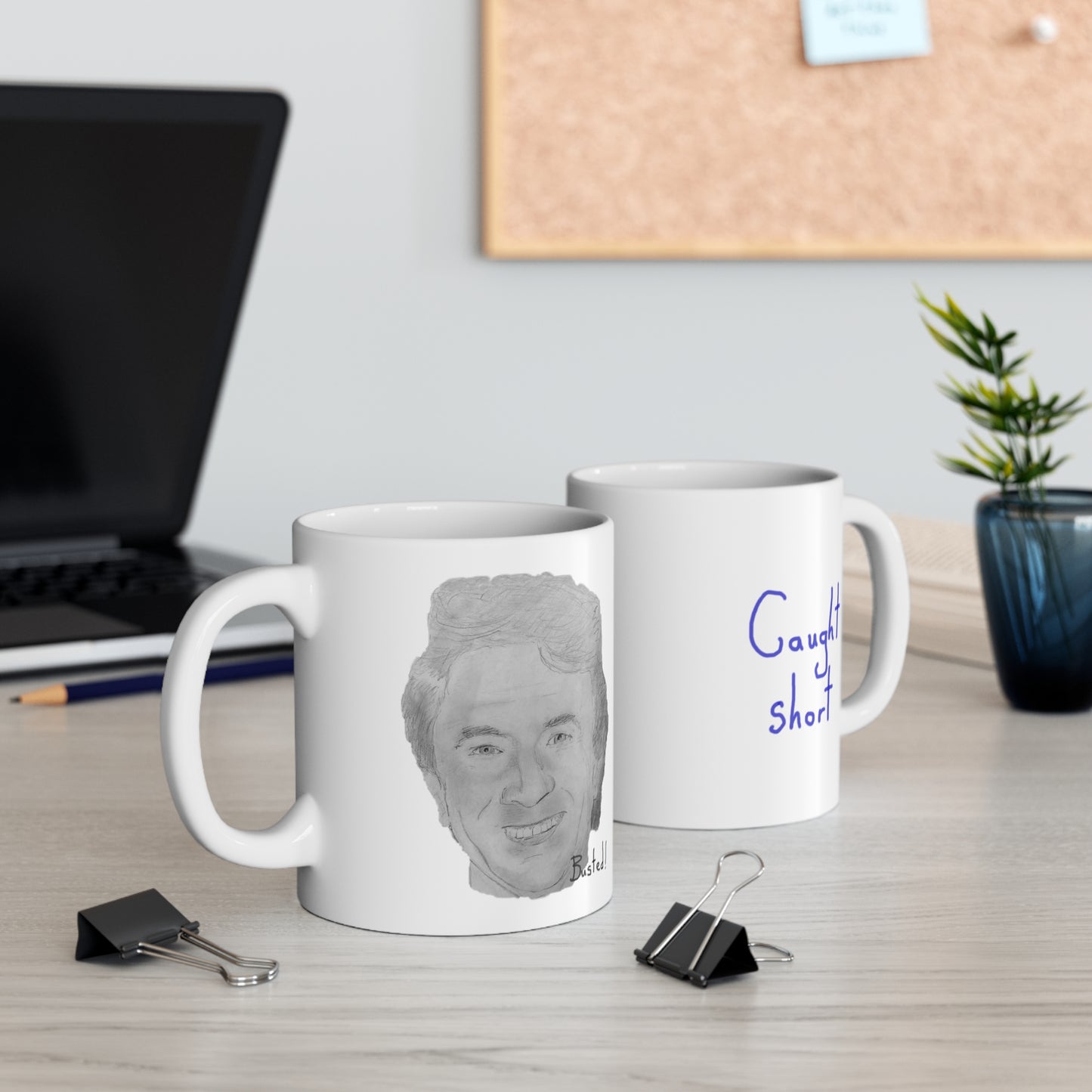 Caught Short Ceramic Coffee Cups, 11oz, 15oz